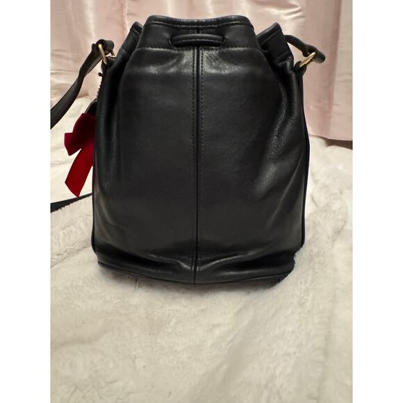 Vintage 1990s Coach Navy Leather Bucket Drawstring Crossbody - Picture 6 of 9